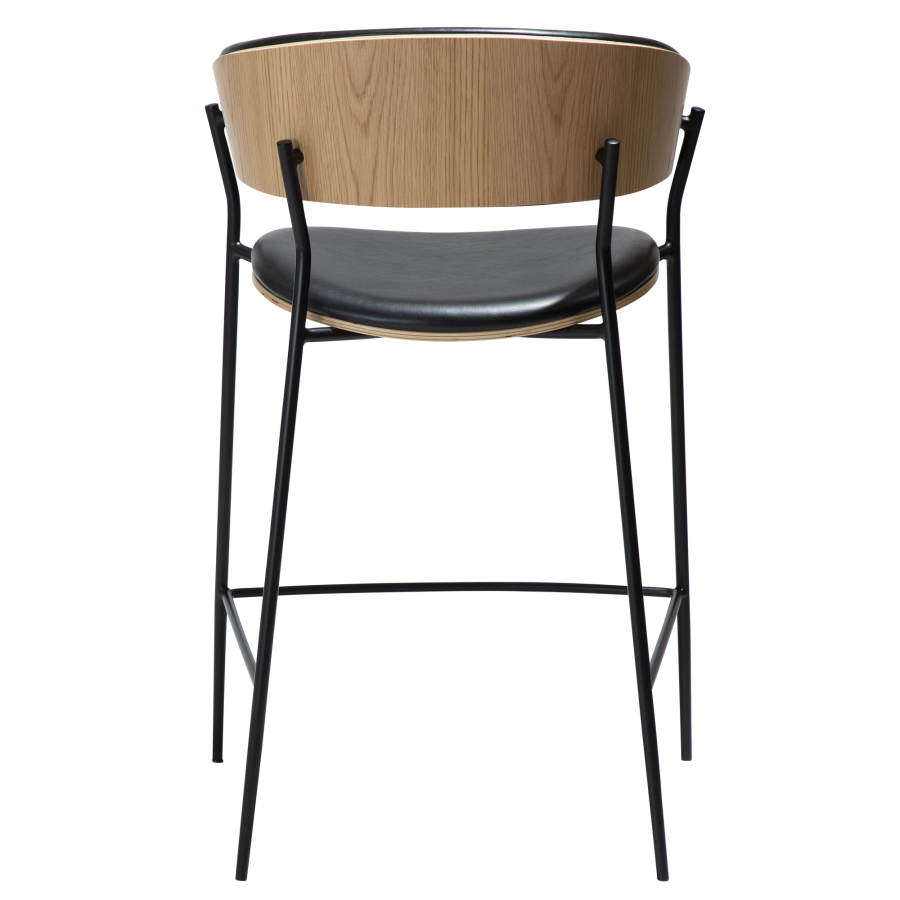 DAN-FORM CRIB Bordkrakk Vintage svart kunstskinn og eikefiner med svarte metallben