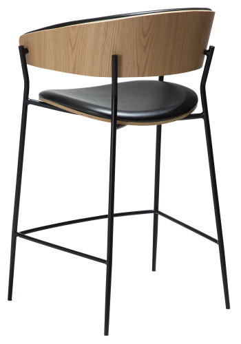 DAN-FORM CRIB Bordkrakk Vintage svart kunstskinn og eikefiner med svarte metallben