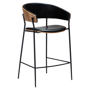 DAN-FORM CRIB Bordspall Vintage svart konstlder och valntsfaner med svarta metallben