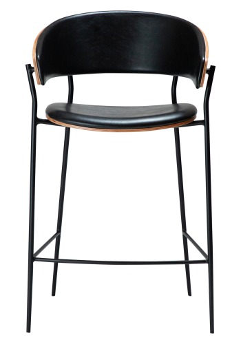 DAN-FORM CRIB Bordkrakk Vintage svart kunstskinn og valnttfiner med svarte metallben