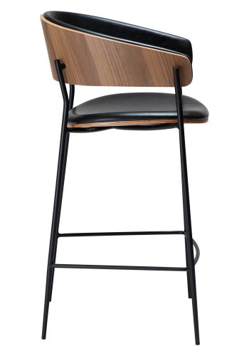 DAN-FORM CRIB Bordkrakk Vintage svart kunstskinn og valnttfiner med svarte metallben