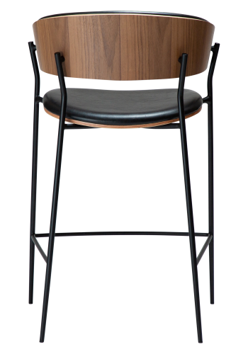 DAN-FORM CRIB Bordkrakk Vintage svart kunstskinn og valnttfiner med svarte metallben