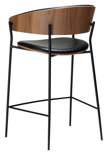 DAN-FORM CRIB Bordkrakk Vintage svart kunstskinn og valnttfiner med svarte metallben