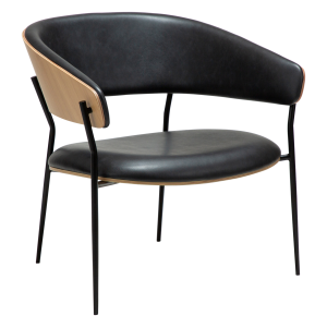 DANFORM Crib loungestol, m. armln - Ravn sort kunstlder/hvidkalket egetrsfinr/sort stl