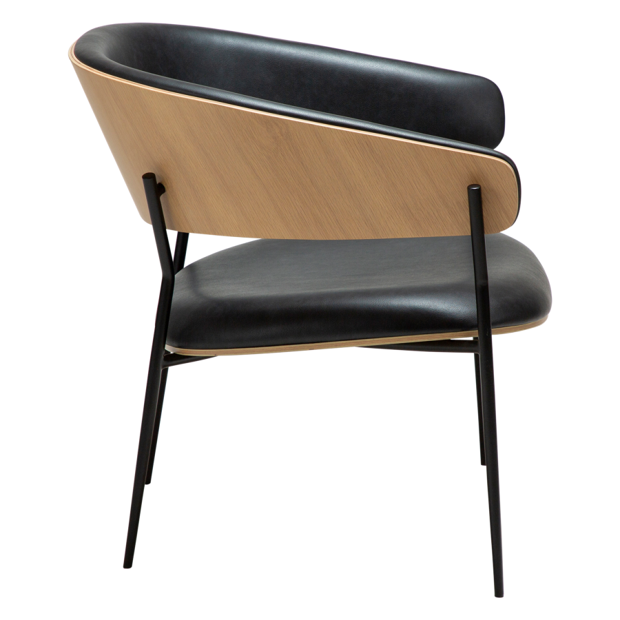 DANFORM Crib loungestol, m. armln - Ravn sort kunstlder/hvidkalket egetrsfinr/sort stl