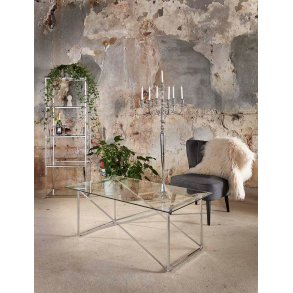 RGE Cross sofabord - glas/sølv glas/metal, rektangulær (120x65)