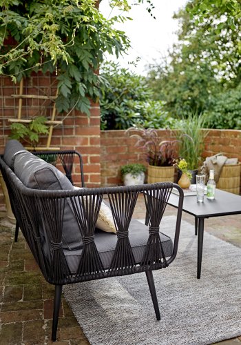 BLOOMINGVILLE Peretti Outdoor-Teppich, rechteckig – graues Polyester (200 x 140)