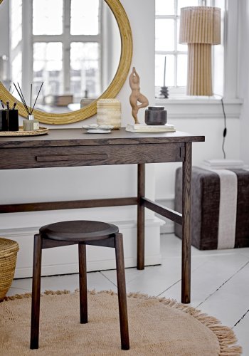 BLOOMINGVILLE Flint Pouf, quadratisch – braunes Polyester (45x45)