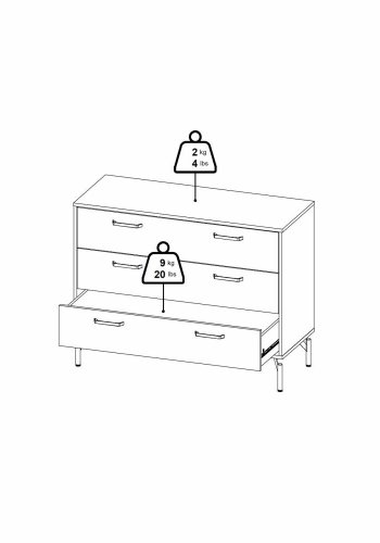 TVILUM Dana Chest med 3 skuffer, Matt Black, 98,7 x 39,8 x 76,6 cm