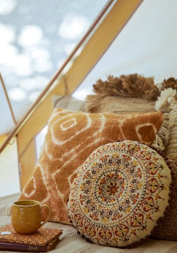 BLOOMINGVILLE Ester Kissen, Orange, Baumwolle B: 50cm, L: 50cm