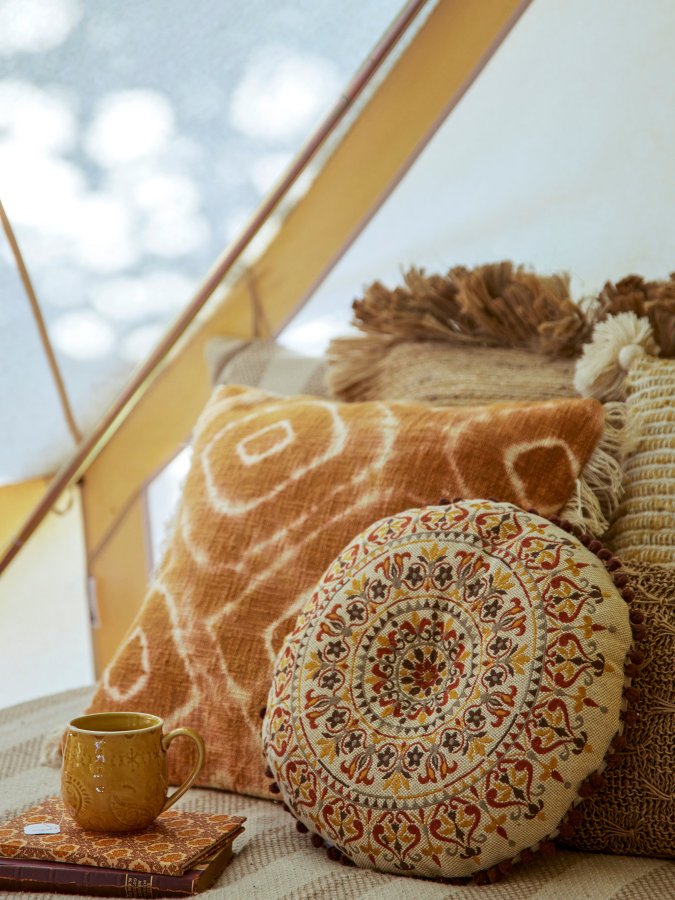 BLOOMINGVILLE Ester Kissen, Orange, Baumwolle B: 50cm, L: 50cm