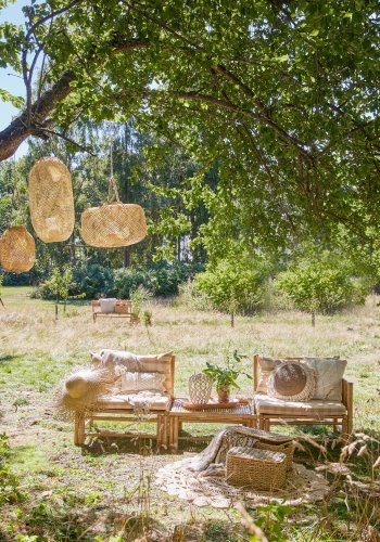 BLOOMINGVILLE Musu Laterne mit Glas, Natur, Bambus