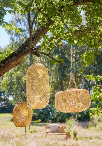 BLOOMINGVILLE Musu Laterne mit Glas, Natur, Bambus