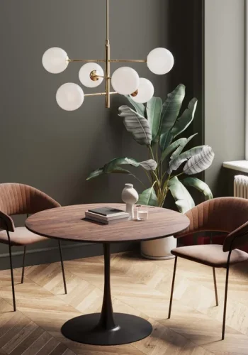 KARE DESIGN Schickeria spisebord, rund - valnddefarvet laminat og sort stl (110)