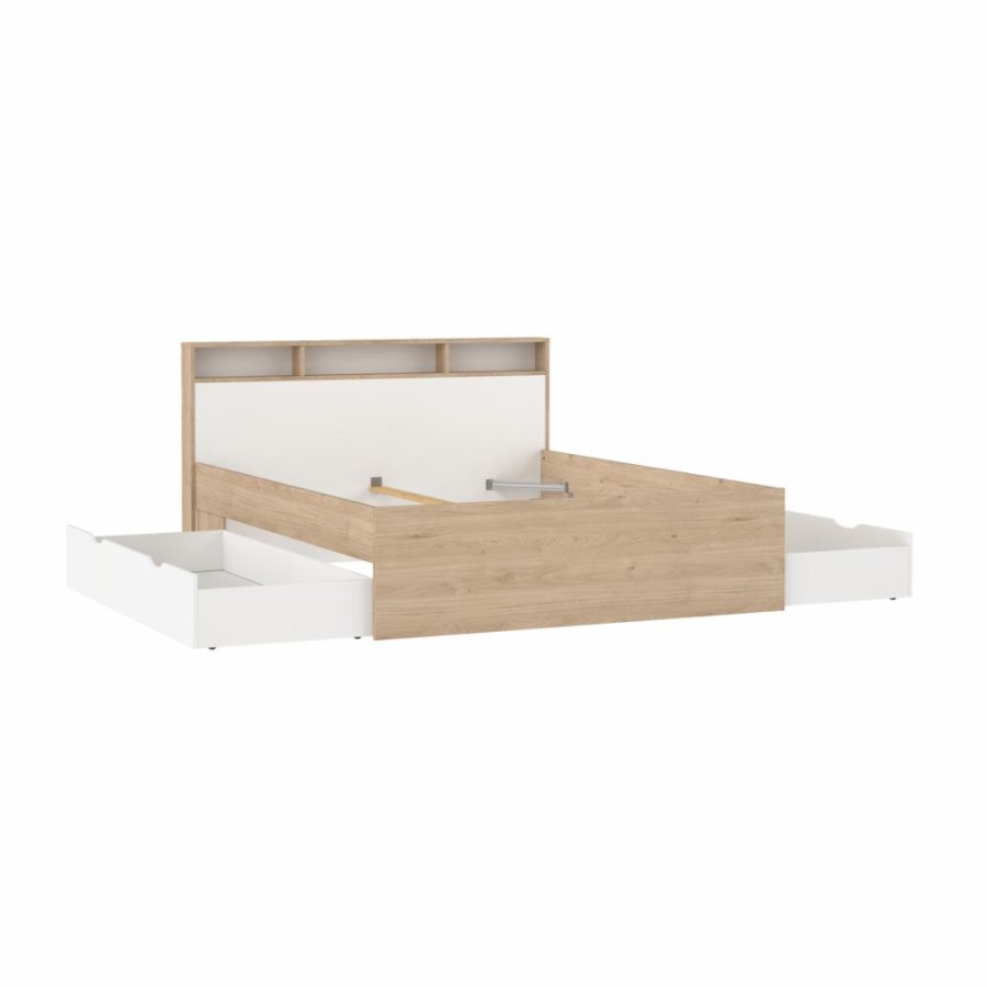 TVILUM Ikast Bett mit 2 Schubladen 160x200, Jackson Hickory / Weiß, 169,8 x 216 x 96,8 cm