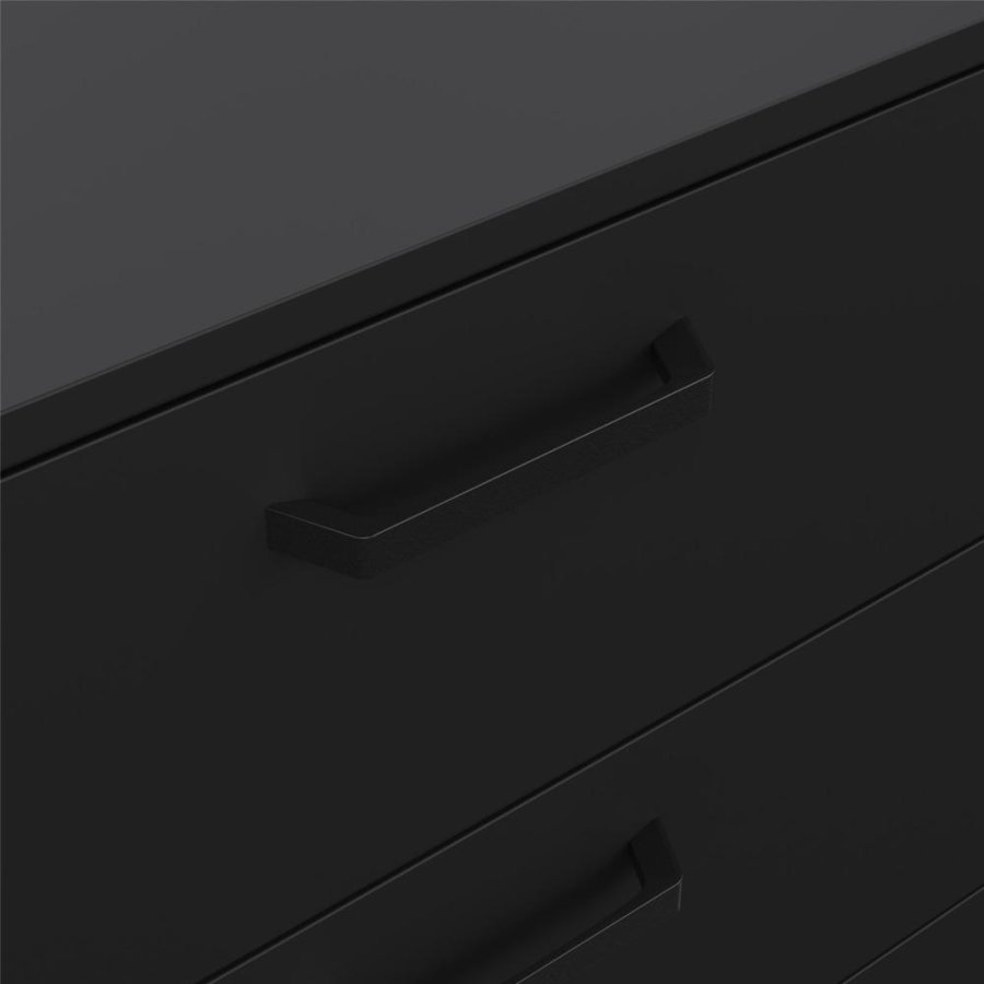 TVILUM Dana dobbeltkommode med 6 skuffer, mat sort, 138,7 x 39,8 x 76,6 cm