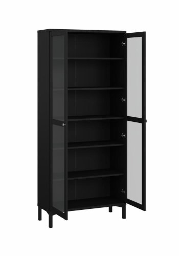 TVILUM Roma porcel�nsskab med 2 l�ger, mat sort, 88,7 x 36,25 x 202,8 cm