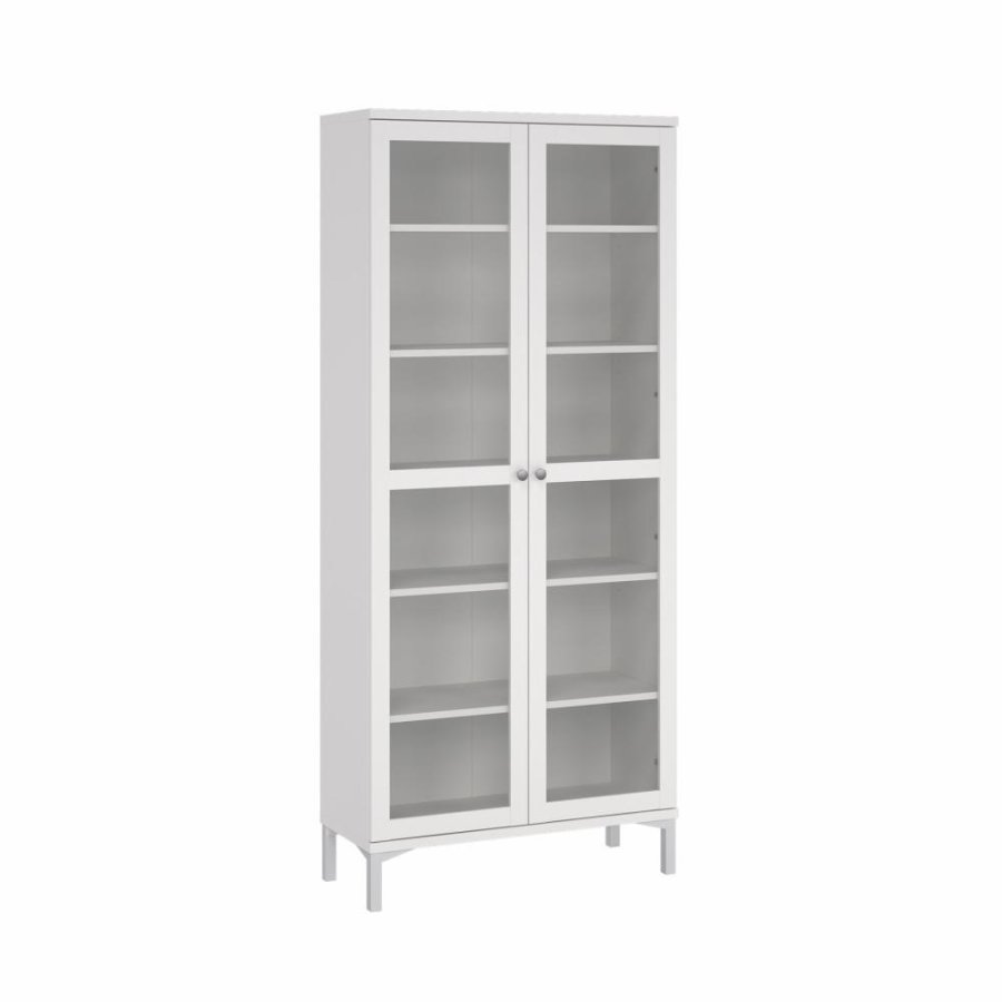 TVILUM Roma Porzellanschrank mit 2 Türen, weiß, 88,7 x 36,25 x 202,8 cm