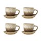 BLOOMINGVILLE Brenta Tasse mit Untertasse, Natur, Steingut (T11xH7,5 cm, 4er-Set)