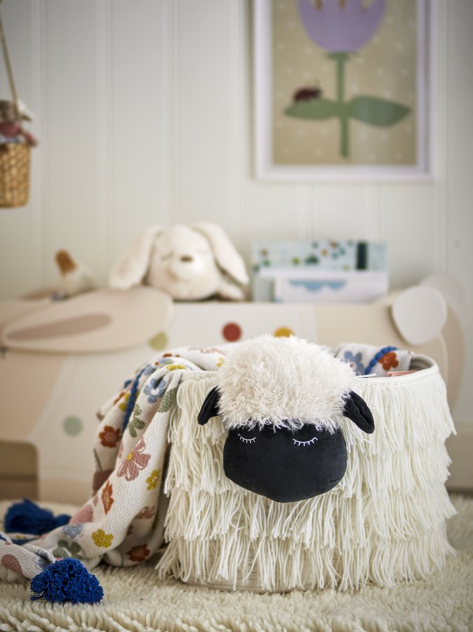 BLOOMINGVILLE MINI Dockkorg, Vit, Polyester (L40xH30xB25 cm)