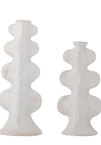 BLOOMINGVILLE Cason Kerzenhalter, Wei, Steingut (L12,5xH25,5xB8,5/L12xH31xB10,5 cm, 2er-Set)