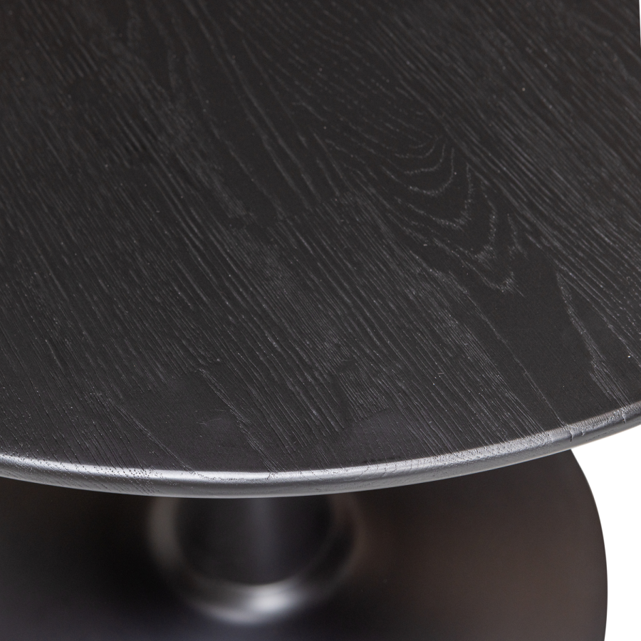 WOOOD Tablo bistrobord, runt - svart ek och svart metall (80)