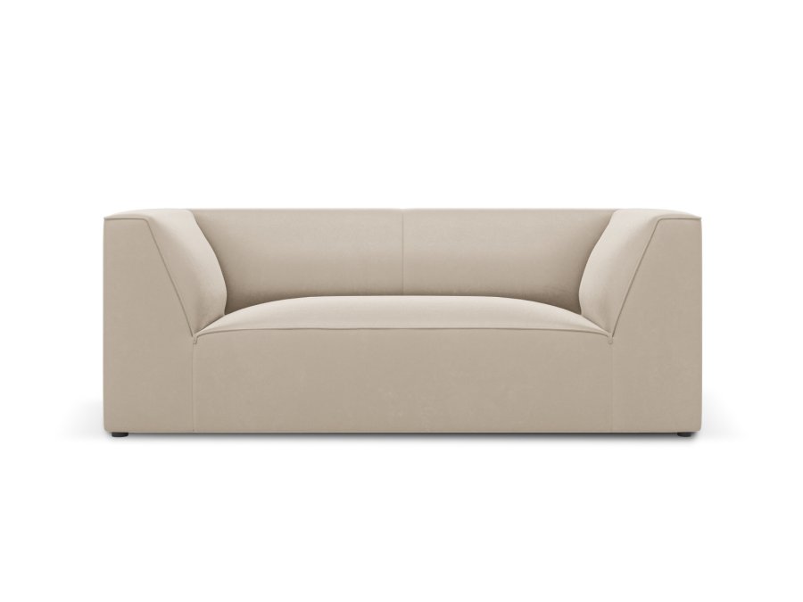 MICADONI Ruby sofa, 2 seter - beige flyel og sort plast