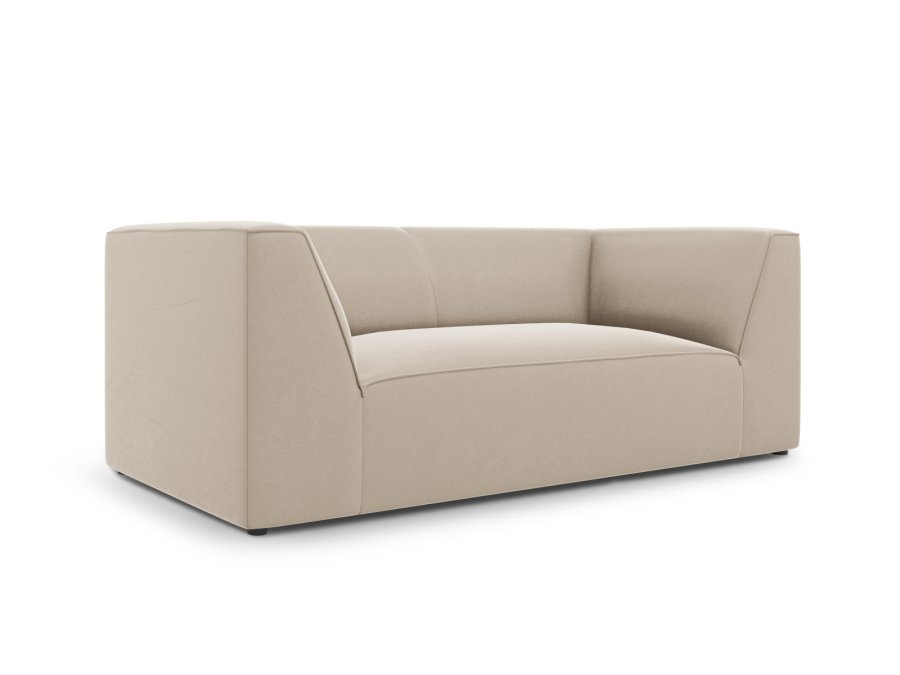 MICADONI Ruby sofa, 2 seter - beige flyel og sort plast