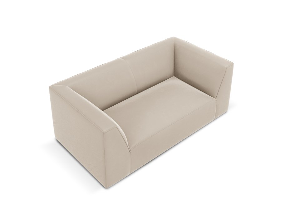 MICADONI Ruby sofa, 2 seter - beige flyel og sort plast