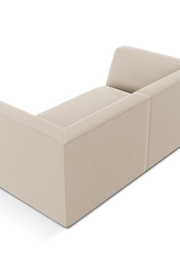 MICADONI Ruby sofa, 2 seter - beige flyel og sort plast