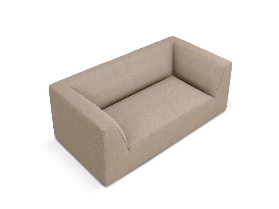 MICADONI Ruby sofa, 2 seter - beige flyel og sort plast