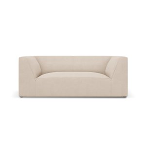 MICADONI Ruby soffa, 2 sittplatser - beige tyg och svart plast