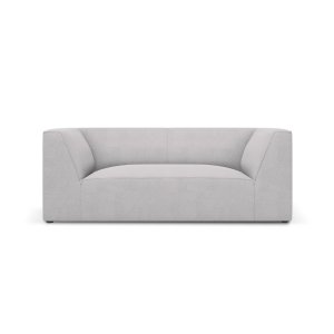 MICADONI Ruby soffa, 2 sittplatser - grtt tyg och svart plast