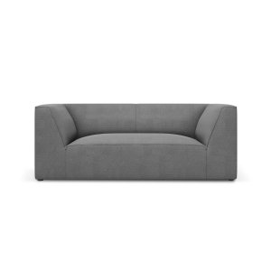 MICADONI Ruby soffa, 2 sittplatser - grtt tyg och svart plast
