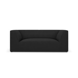 MICADONI Ruby soffa, 2 sittplatser - svart tyg och svart plast