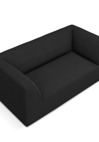 MICADONI Ruby sofa, 2 seter - svart stoff og sort plast