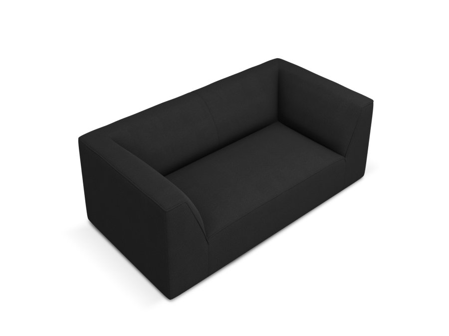 MICADONI Ruby sofa, 2 seter - svart stoff og sort plast