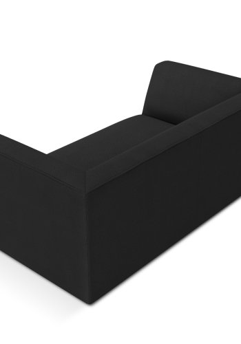 MICADONI Ruby sofa, 2 seter - svart stoff og sort plast