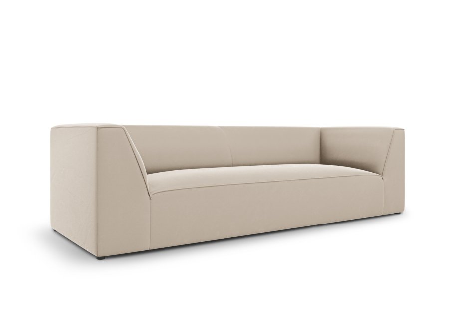 MICADONI Ruby sofa, 3 seter - beige flyel og sort plast
