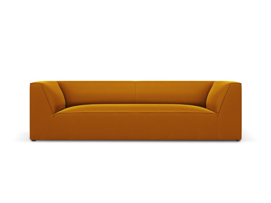 MICADONI Ruby sofa, 3 seter - gul flyel og sort plast
