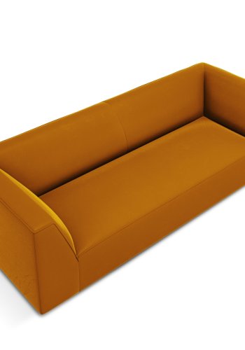 MICADONI Ruby sofa, 3 seter - gul flyel og sort plast