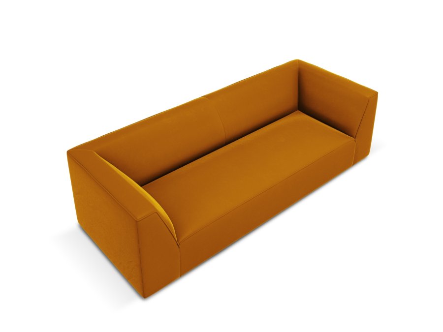MICADONI Ruby sofa, 3 seter - gul flyel og sort plast