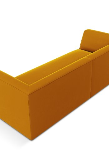MICADONI Ruby sofa, 3 seter - gul flyel og sort plast