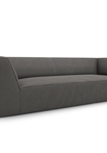 MICADONI Ruby sofa, 3 seter - gr kordflyel og sort plast