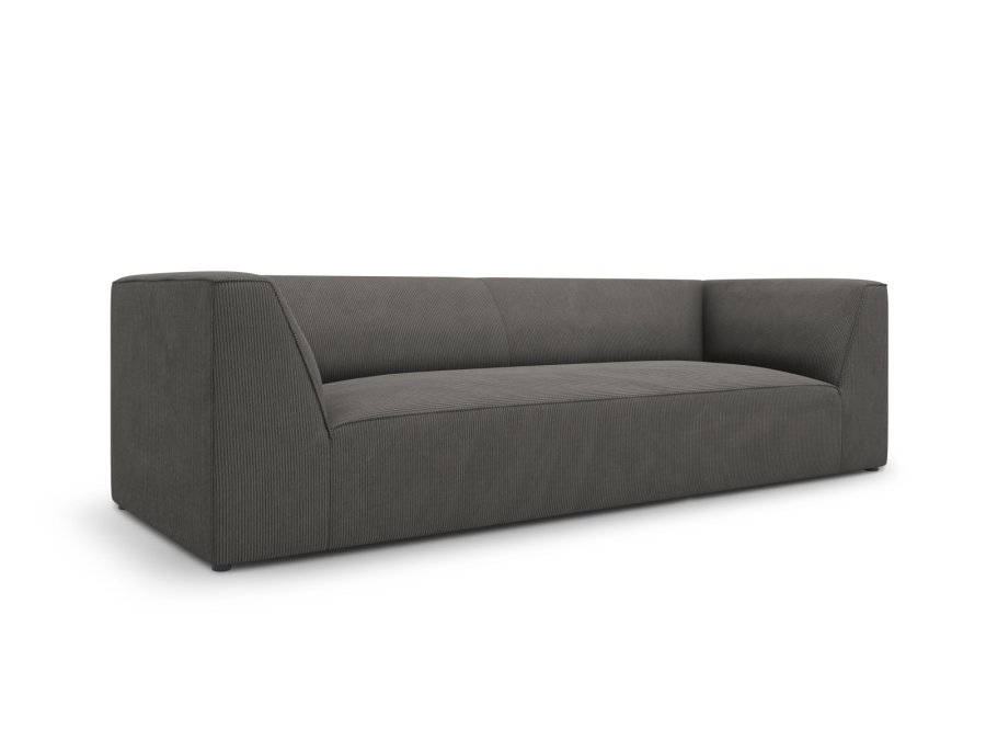 MICADONI Ruby sofa, 3 seter - gr kordflyel og sort plast