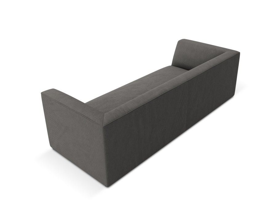 MICADONI Ruby sofa, 3 seter - gr kordflyel og sort plast