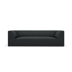 MICADONI Ruby sofa, 3 sder - sort corduroy fljl og sort plast