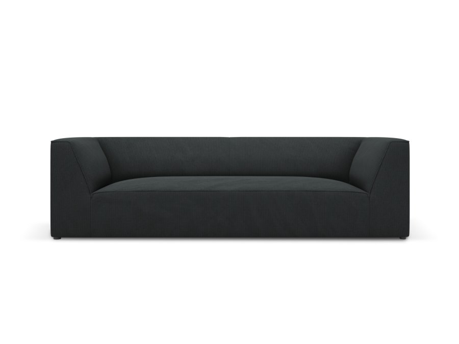 MICADONI Ruby sofa, 3 seter - svart kordflyel og sort plast