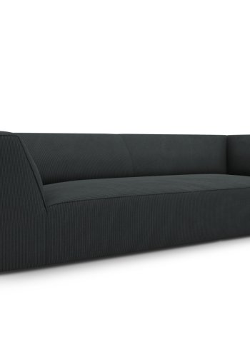 MICADONI Ruby sofa, 3 seter - svart kordflyel og sort plast