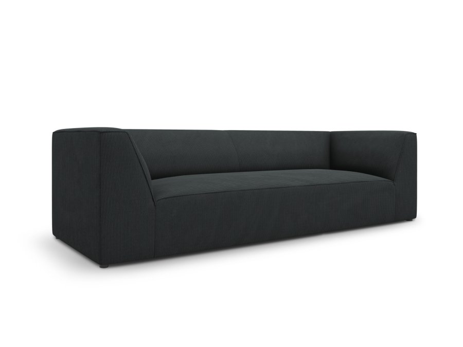 MICADONI Ruby sofa, 3 seter - svart kordflyel og sort plast